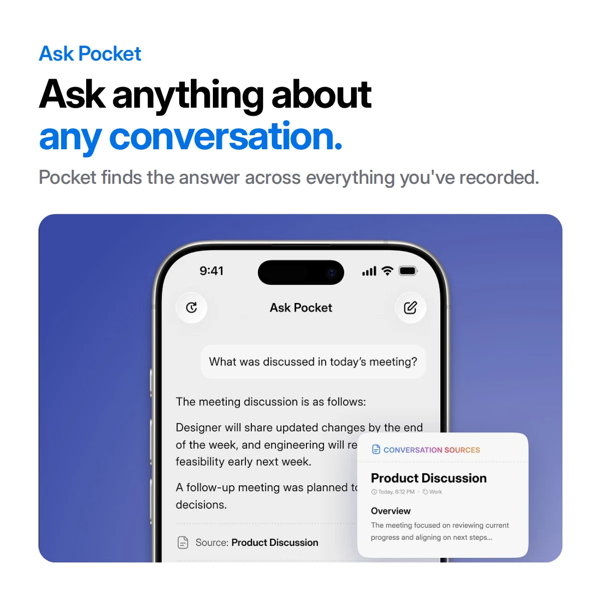 Ask Pocket anything about any conversation